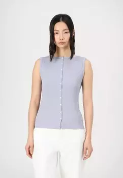 Топ BARE POWDERED SLASH NECK BUTTON THROUGH LONGLINE Abercrombie & Fitch, сине-зеленый