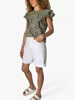 Топ Baukjen Kayla с рюшами и цветочным принтом из органического хлопка, хаки
