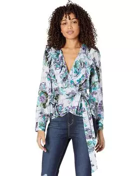 Топ BCBGMAXAZRIA Printed Chiffon Wrap, цвет Multi