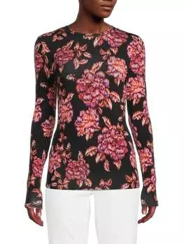 Топ Bcbgmaxazria вязаный с цветочным принтом, черный