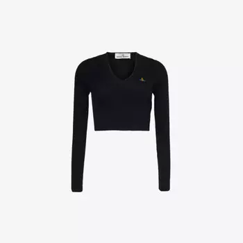Топ Bea с V-образным вырезом из смеси хлопка и кашемира Vivienne Westwood, черный