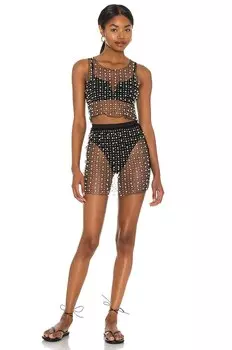 Топ Beach Bunny Glitzy Girl Mesh Pearl & Skirt Set, черный
