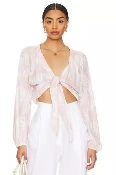 Топ Bella Dahl Long Sleeve Tie Front, цвет Kyra Palm Print