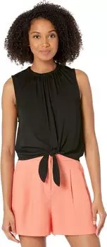 Топ bella dahl Ruffle Neck Tie Front Tank, черный