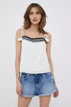 Топ Beni из хлопка Pepe Jeans, белый