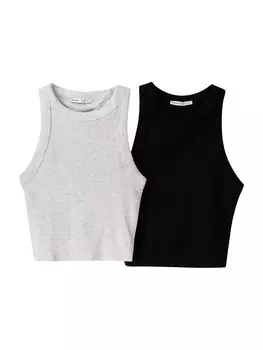 Топ Bershka, пятнистый серый/черный