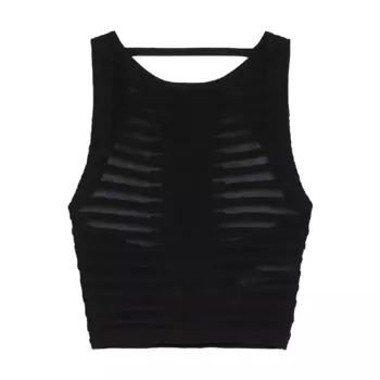 Топ Bershka Sheer Knit, черный
