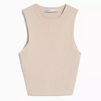 Топ Bershka Sleeveless Knit, песочный