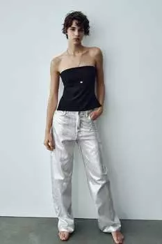 Топ без бретек ZARA, черный