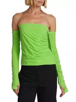 Топ без бретелек из крепа Twist Helmut Lang, цвет Lawn Green