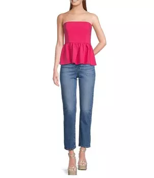 Топ без бретелек с баской French Connection Whisper, розовый