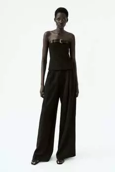 Топ без бретелек с поясом ZARA, черный
