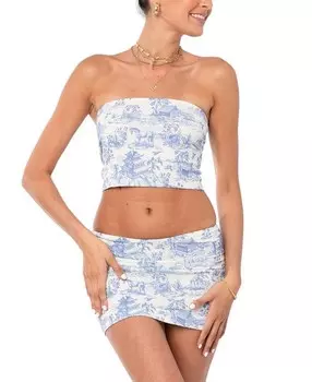 Топ без бретелек с принтом Edikted Delft, синий