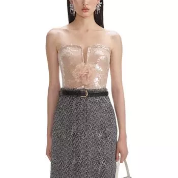 Топ без бретелек Self portrait, женский, светло-золотистый Self-portrait, светло-золотой