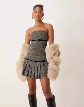 Топ без бретелек в клетку с бантом от ASOS DESIGN, коорд