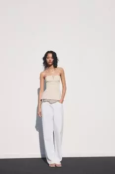 Топ без бретелек ZARA, бежевый