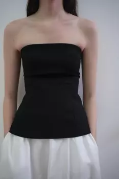 Топ без бретелек ZARA, черный