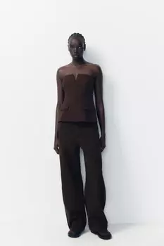 Топ без бретелек ZARA, коричневый