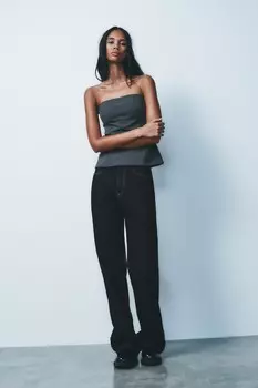 Топ без бретелек ZARA, темно-серый