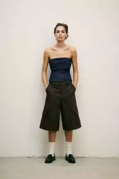 Топ без бретелек ZARA, темно-синий