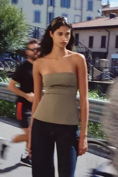 Топ без бретелек ZARA, зеленый