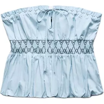 Топ без бретелек женский небесно-голубой Zara