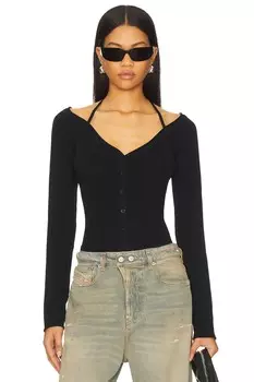 Топ без плеч с рубчатой вязкой Good American, black001