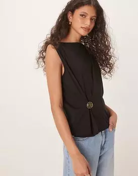 Топ без рукавов ASOS DESIGN с золотыми пуговицами черного цвета