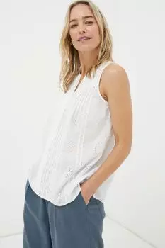 Топ без рукавов Fatface Cassie с вышивкой Fat Face, бежевый