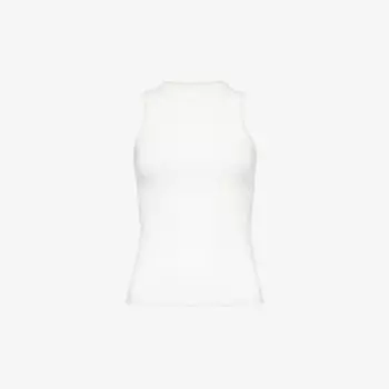 Топ без рукавов из эластичного хлопка с круглым вырезом Leem, белый