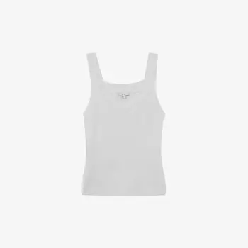 Топ без рукавов из эластичного трикотажа Dani с вырезом сердечком Reiss, белый