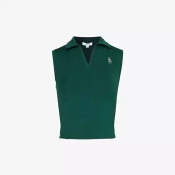 Топ без рукавов из эластичной ткани с воротником-поло Sporty & Rich, цвет forest