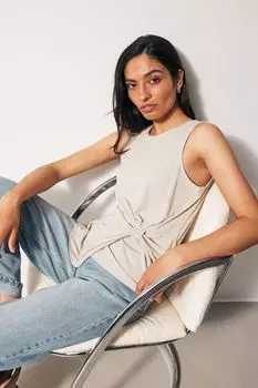 Топ без рукавов из джерси с бантом Next, экрю