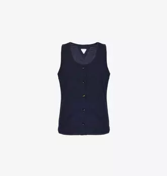Топ без рукавов из хлопкового джерси с круглым вырезом Bottega Veneta, цвет abyss