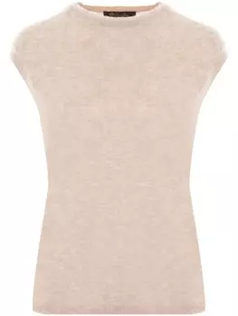 Топ без рукавов из смеси шелка и кашемира Loro Piana, нейтральный цвет