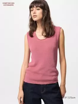 Топ без рукавов из толстого льна Uniqlo, красный
