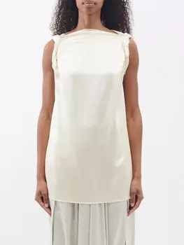 Топ без рукавов kali из шелкового атласа с закрученными манжетами Roksanda, бежевый