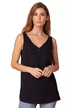 Топ без рукавов на пуговицах спереди Roman, черный