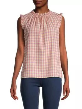 Топ без Рукавов NANETTE Lepore с принтом в мелкую клетку, розовый / желтый