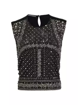 Топ без рукавов, расшитый бисером Alberta Ferretti, черный