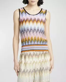 Топ без рукавов с эффектом металлик и шевроном Missoni, цвет Grn Beige Brn
