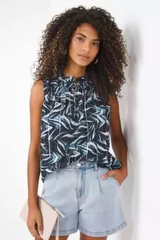 Топ без рукавов с анималистичным принтом присборенной кокеткой и металлизированными волокнами JD Williams