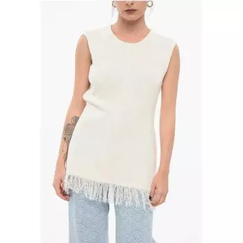 Топ без рукавов с бахромой по низу Loulou Studio, Beige