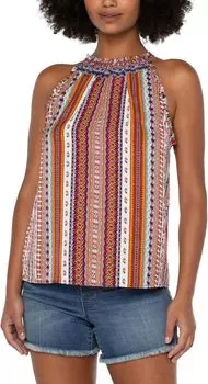 Топ без рукавов с бретелькой и рюшами Liverpool Los Angeles, цвет Carousel Stripe Print