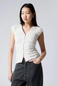 Топ без рукавов с гофрированным узором Weekday, белый