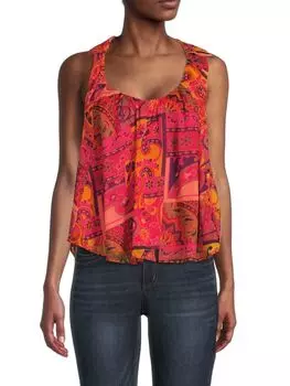 Топ без рукавов с клубничным принтом Free People, цвет Pink Multi