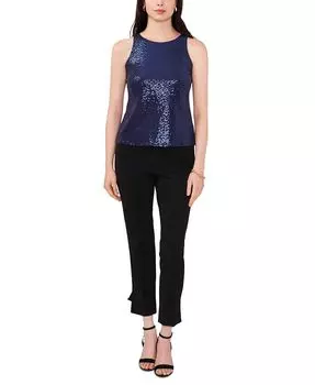 Топ без рукавов с круглым вырезом и каплевидным вырезом Petite с пайетками MSK, синий