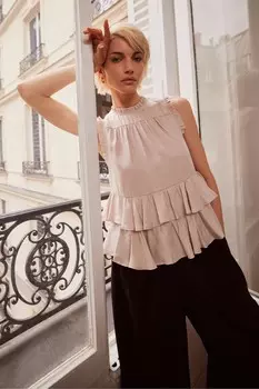 Топ без рукавов с оборками Mint Velvet, розовый