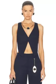 Топ без рукавов с ожерельем и драгоценными камнями AREA, цвет Midnight Blue