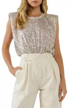 Топ без рукавов с пайетками цвета слоновой кости By Together